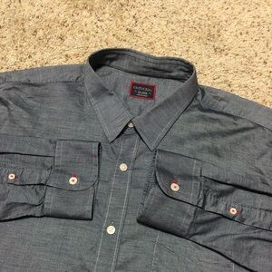 UNTUCKit Dress Shirt Men's XXL / 2XL Gray Long Sleeve Button Down Shiny